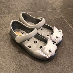 Mini Melissa Silver/Sparkly Kitty Mary Janes Size8